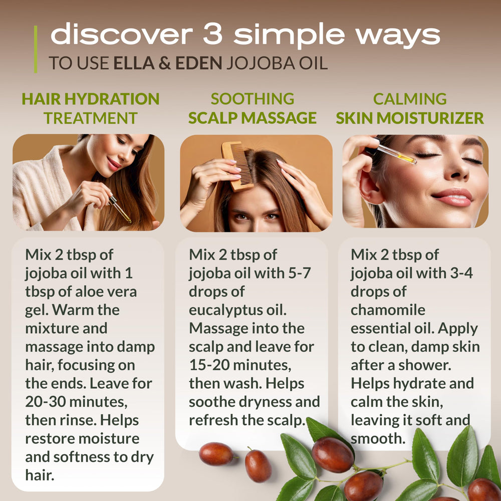 Ella & Eden jojoba oil for hair adds shine and helps manage frizz.