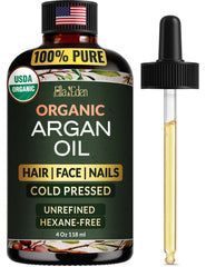 Ella & Eden Organic Moroccan Argan Oil bottle for hair shine and skin hydration.