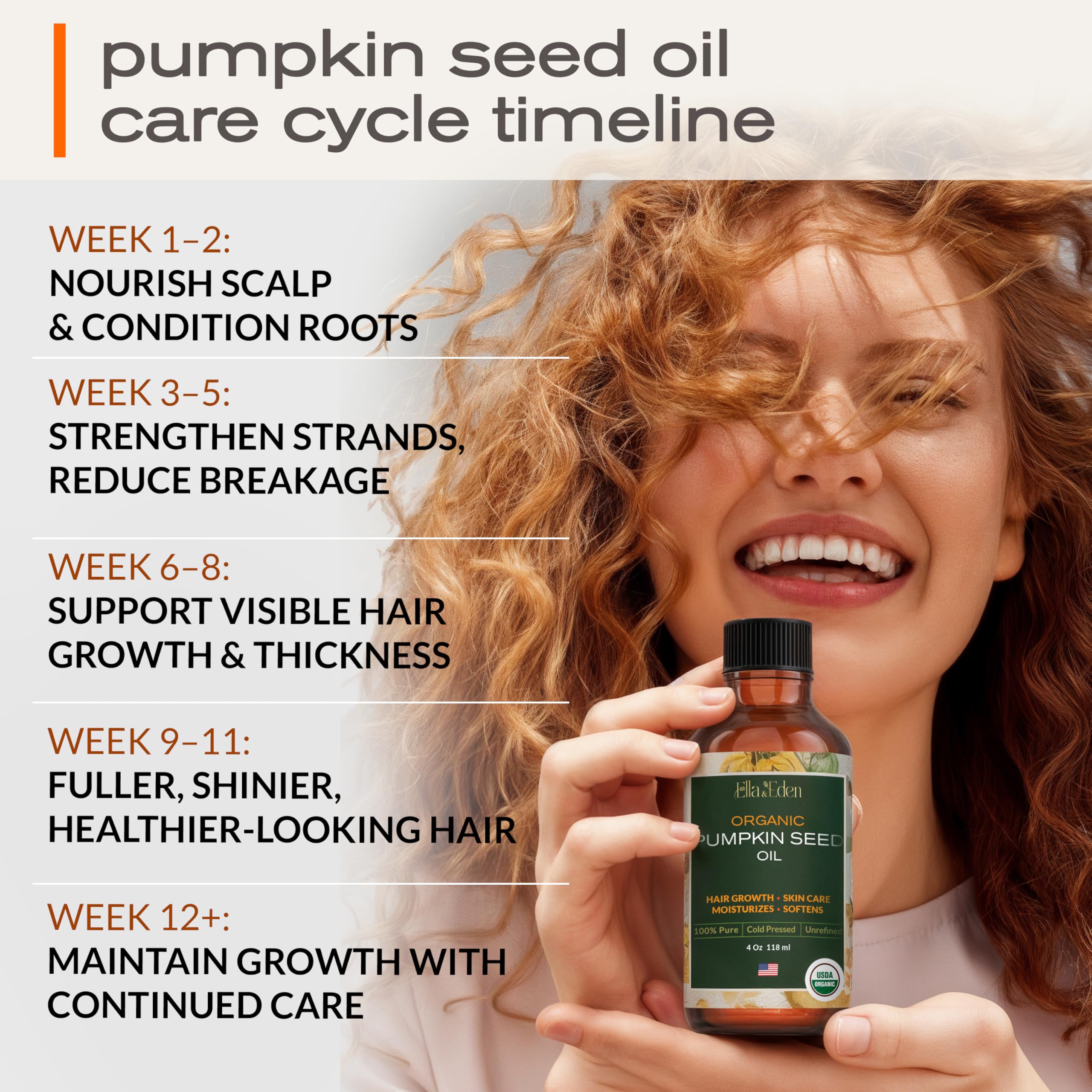 Ella & Eden pumpkin seed oil applied to hair for lightweight nourishment