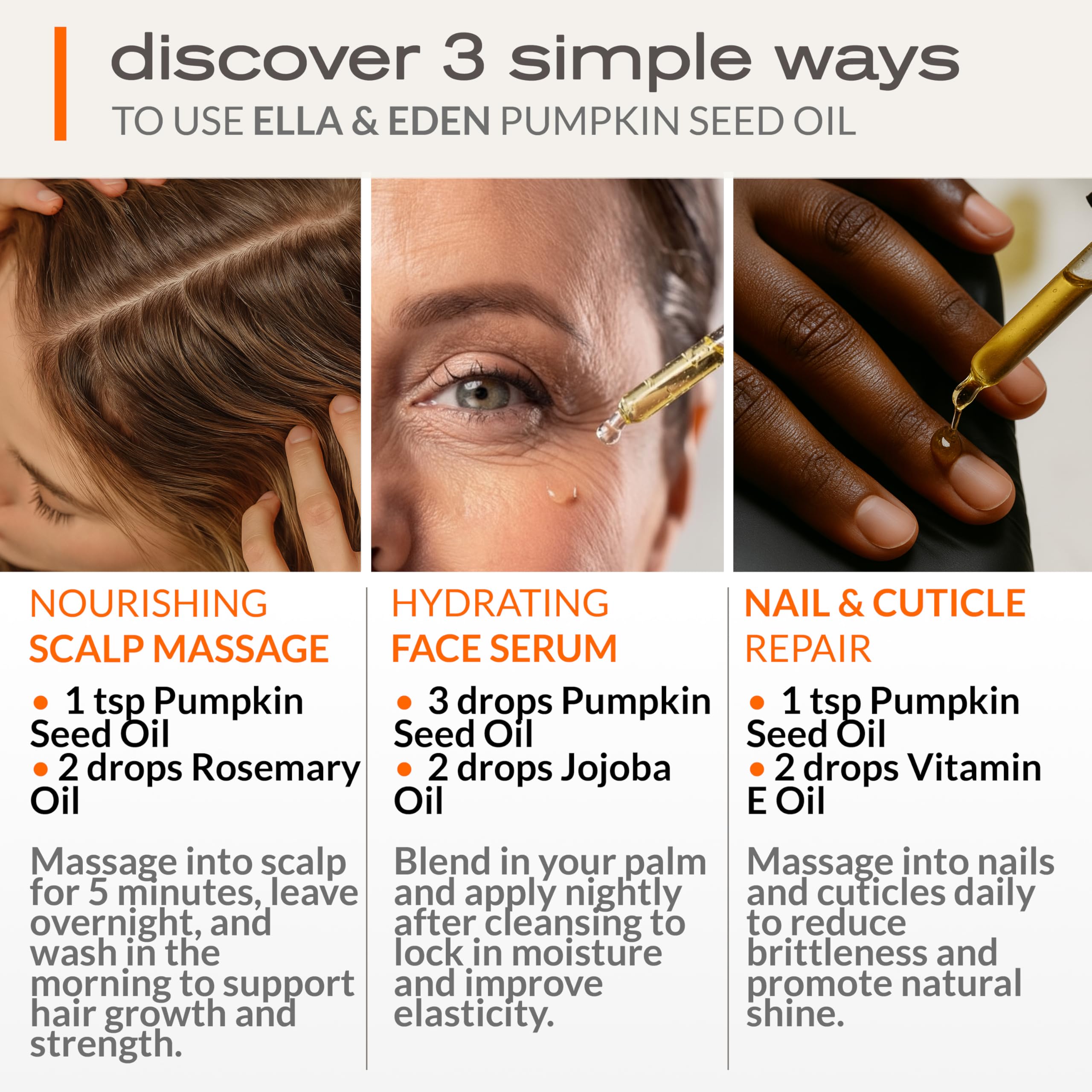 Ella & Eden pumpkin seed oil dropper for precise dosing and cuticle care