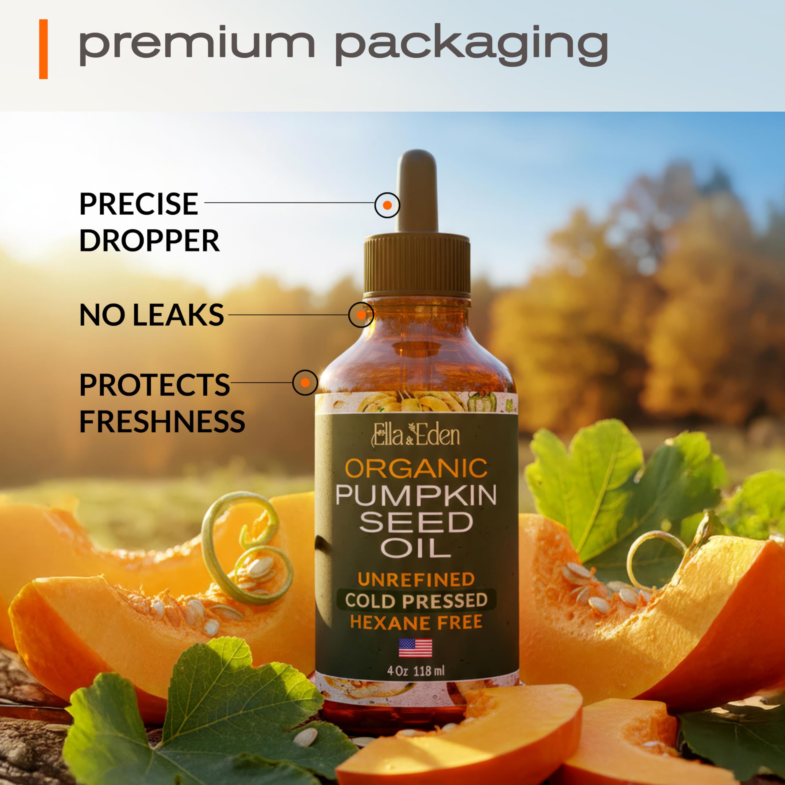 Ella & Eden pumpkin seed oil USDA organic certification label