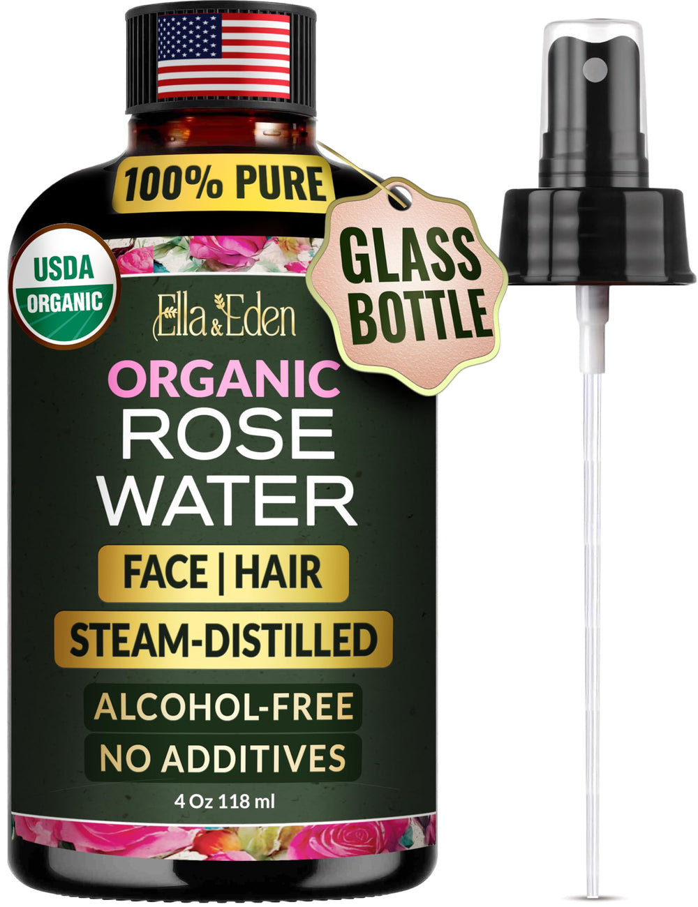 Ella & Eden rose water spray bottle delivers gentle hydration for all skin types.