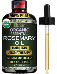 Ella & Eden rosemary oil bottle 4oz closeup for hair growth support and skin care.