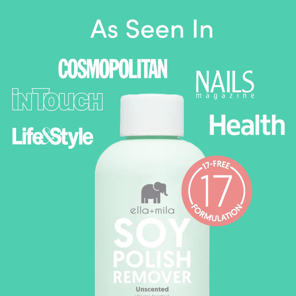 ella+mila unscented remover on cotton pad for easy, sensitive-nail application