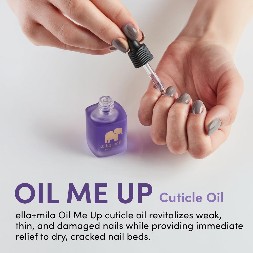 ella-mila vitamin E rich oil detail highlights nourishing care for cuticles.