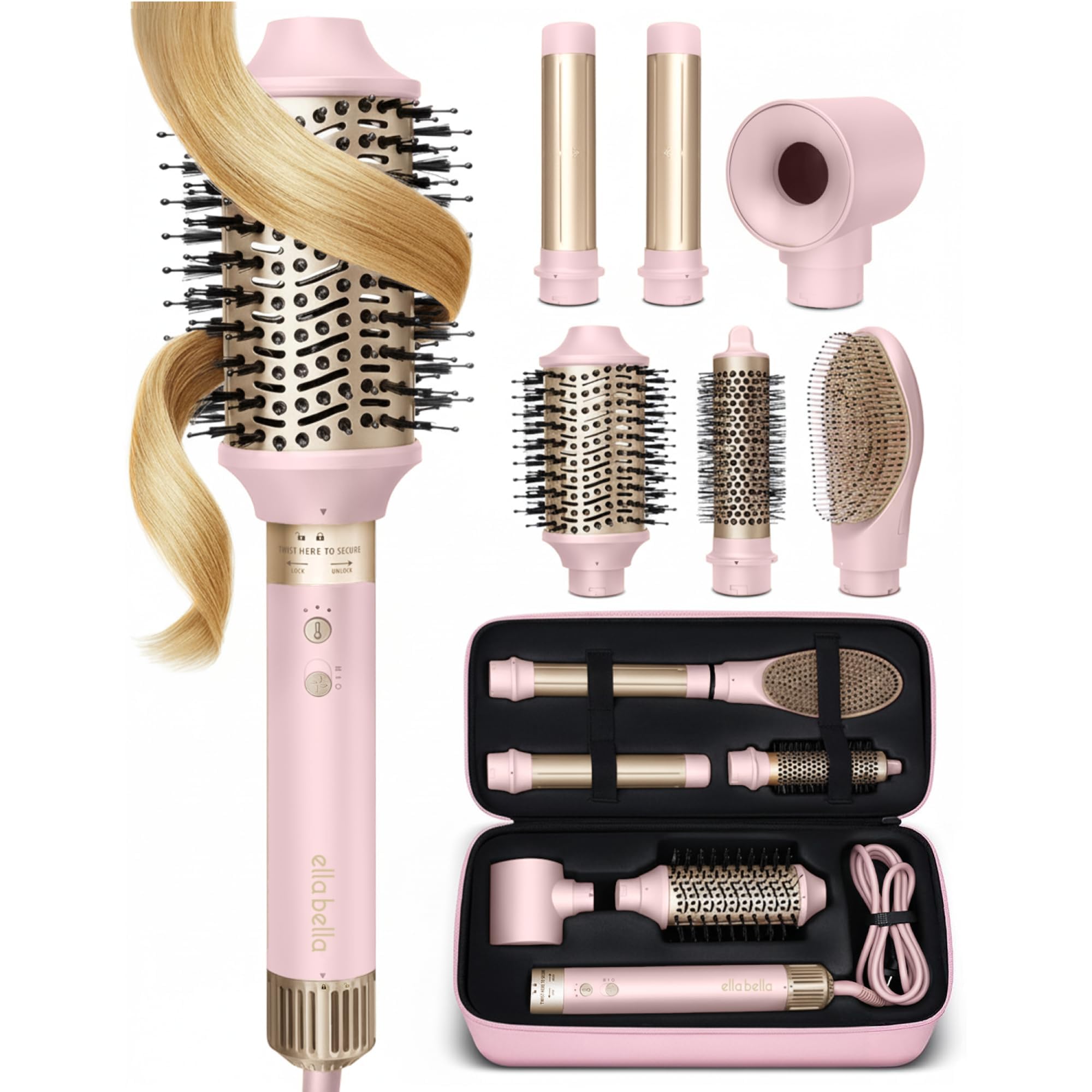 ELLA BELLA 6in1 hair styler front view enables versatile all-in-one styling.