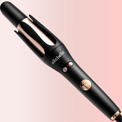 ELLA BELLA automatic rotating curling iron front view demonstrates easy-use design for quick curls.