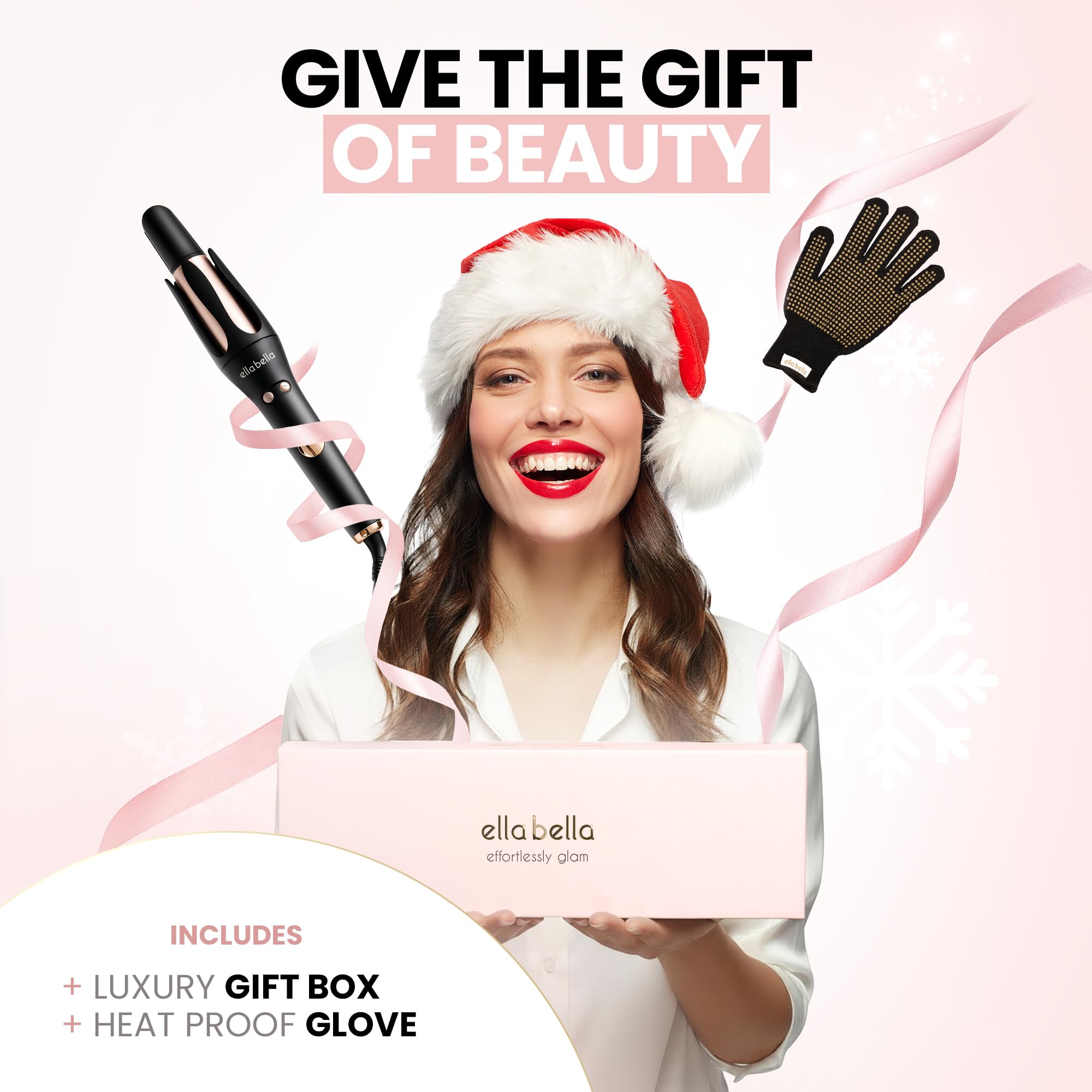 ELLA BELLA button-press operation highlights effortless curling with automatic rotation.