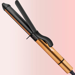 ELLA BELLA curling iron 1-inch close-up highlights even heat for flawless waves