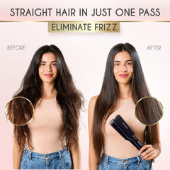 ELLA BELLA Titanium Flat Iron digital display close-up showing precise temperature control