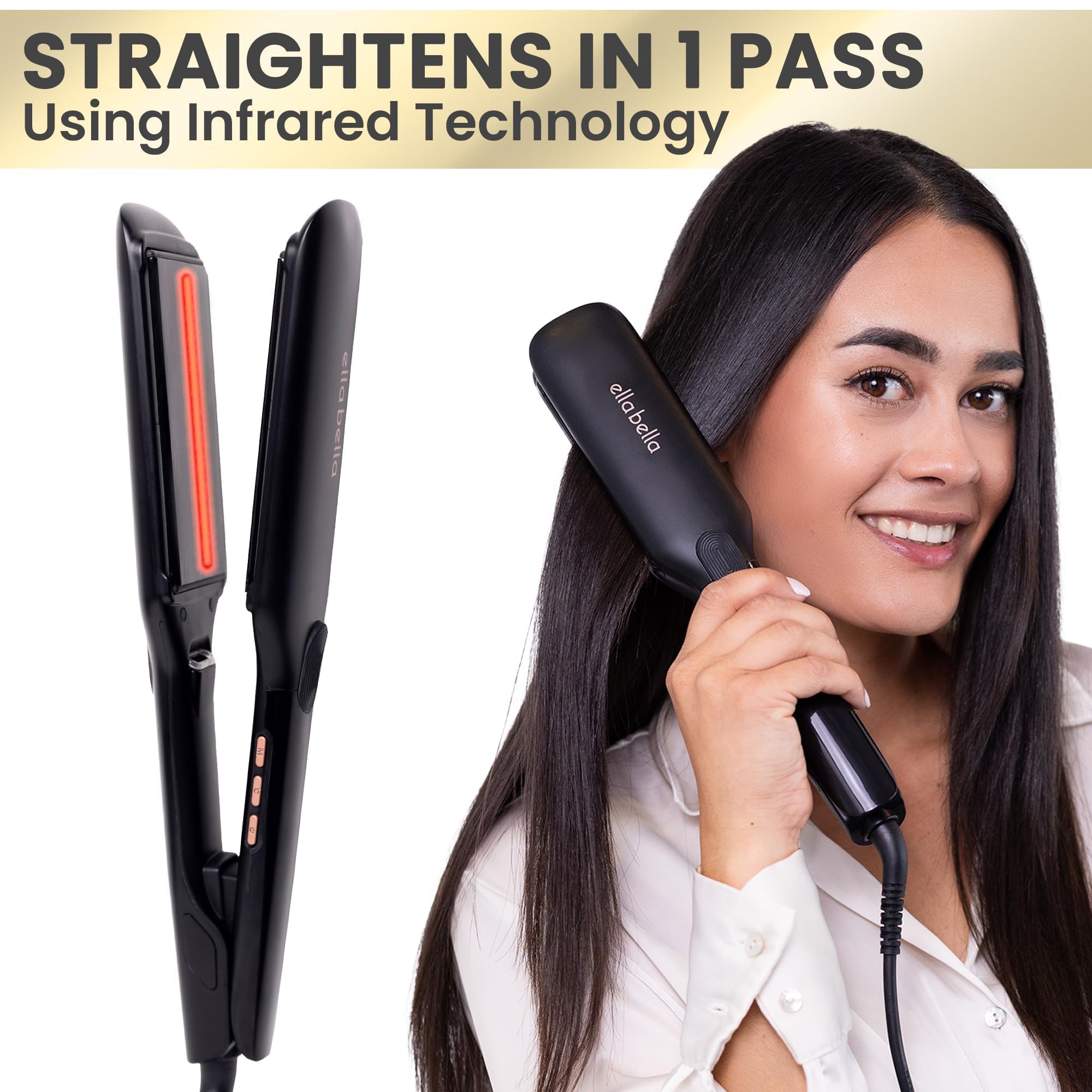 ELLA BELLA Titanium Flat Iron swivel cord in action for flexible styling