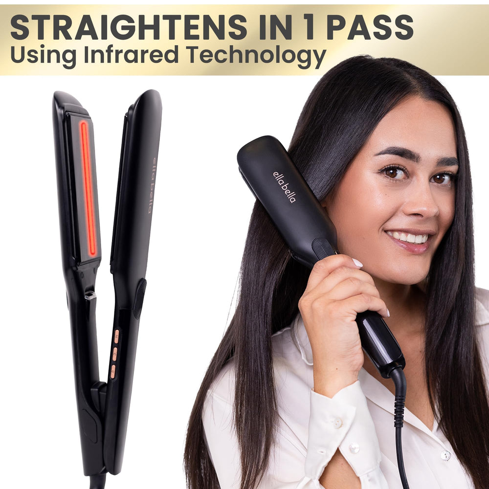ELLA BELLA Titanium Flat Iron swivel cord in action for flexible styling