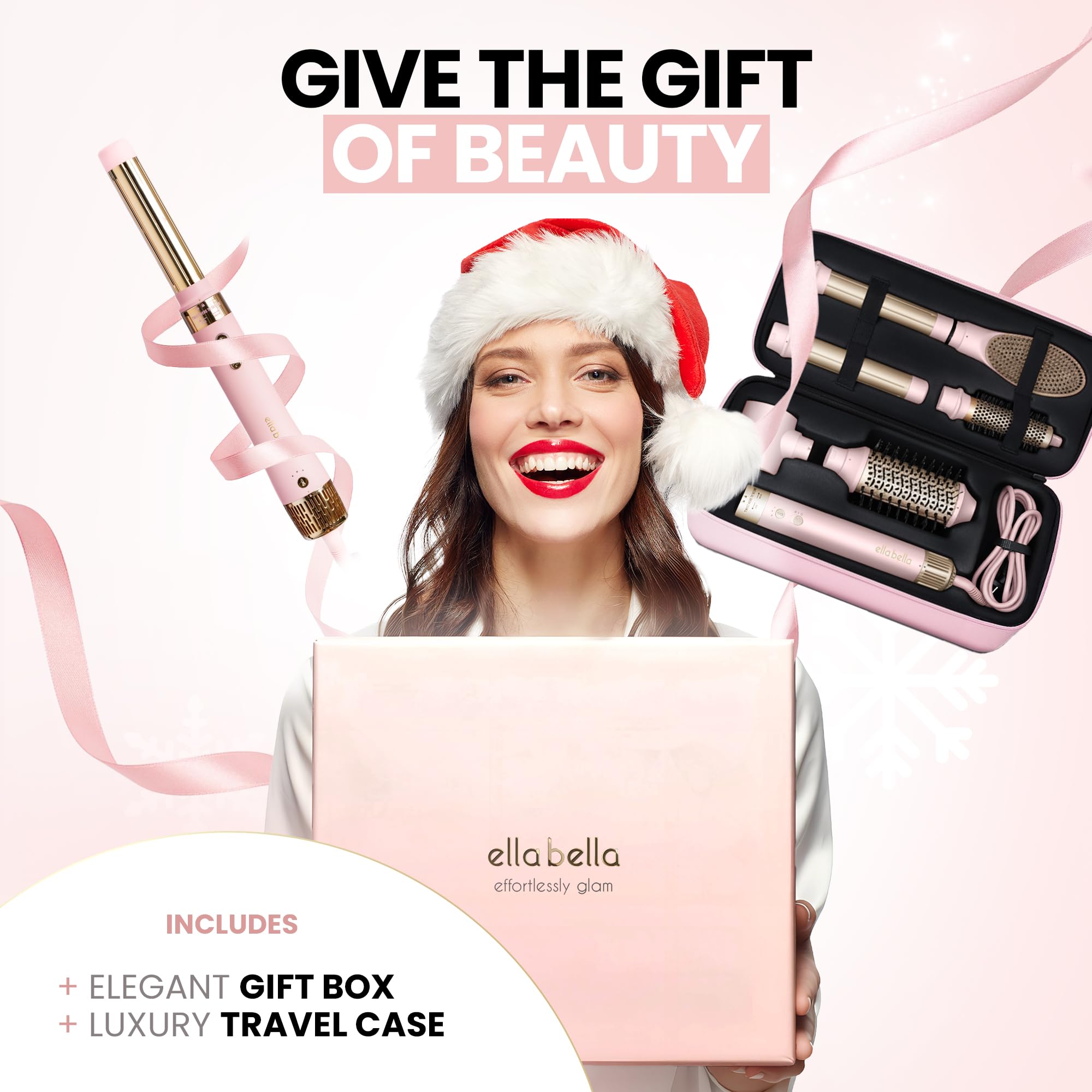 ELLA BELLA hair dryer brush combo front view underscores effortless styling with single device.