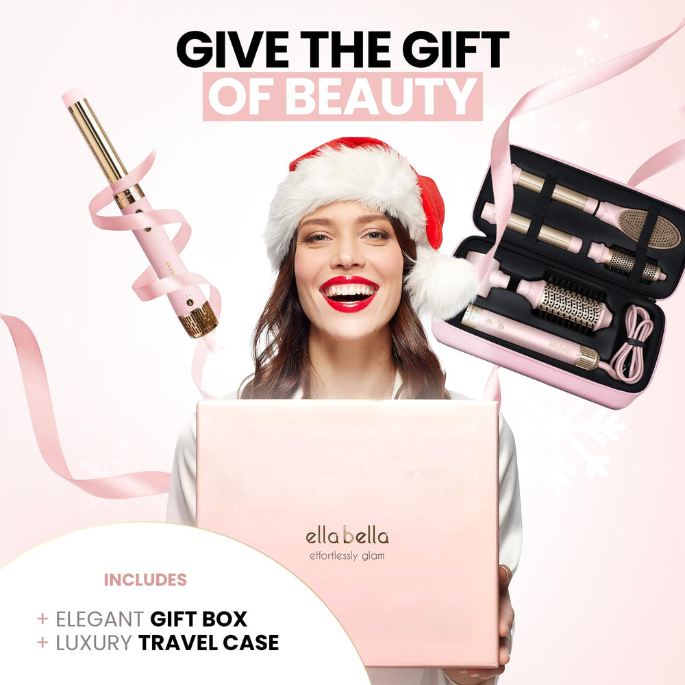 ELLA BELLA hair dryer brush combo front view underscores effortless styling with single device.