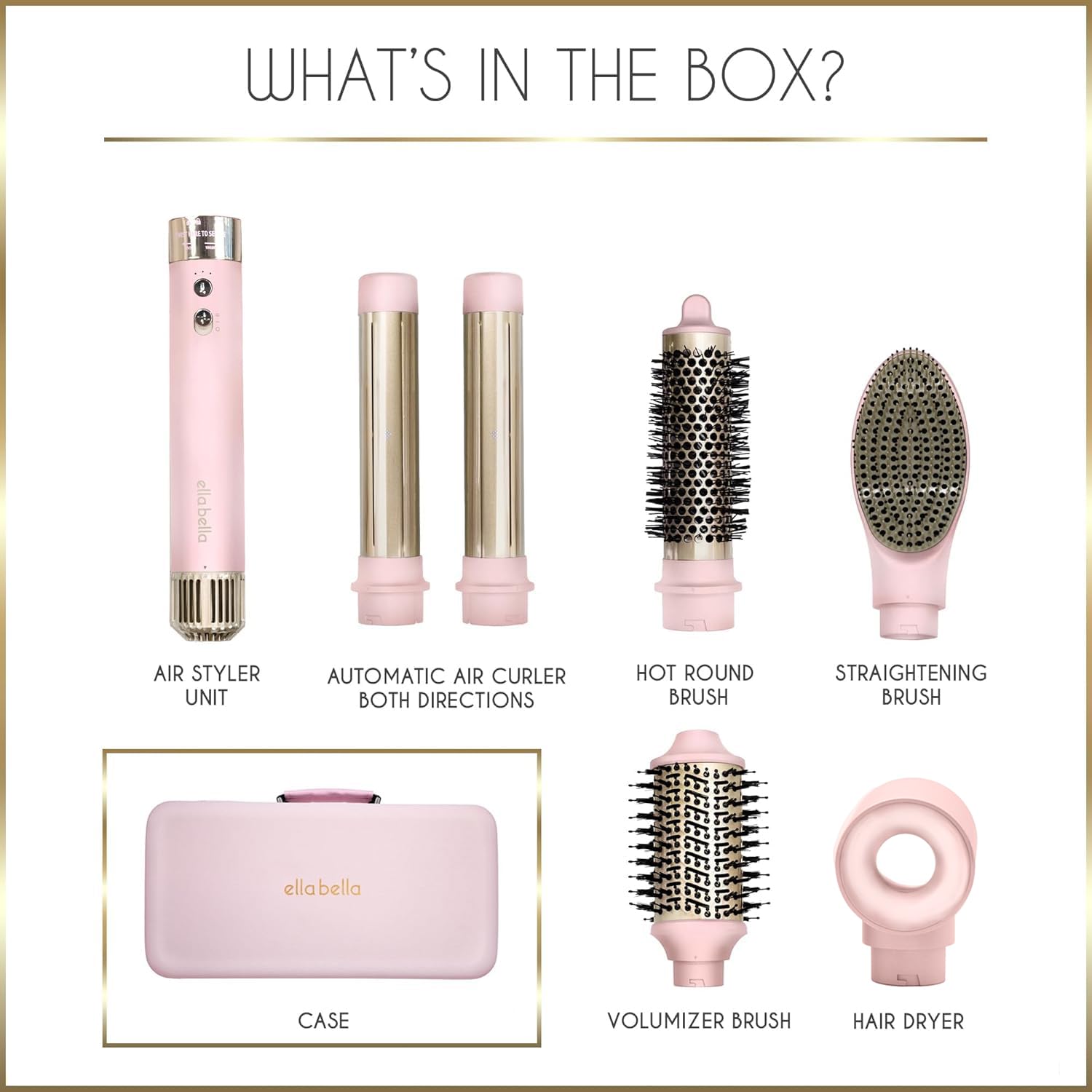 ELLA BELLA protective travel case pink shows portable styling kit on the go.