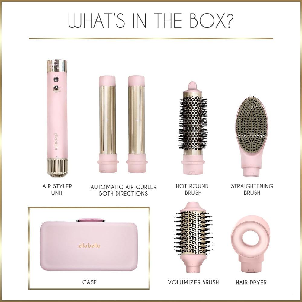 ELLA BELLA protective travel case pink shows portable styling kit on the go.