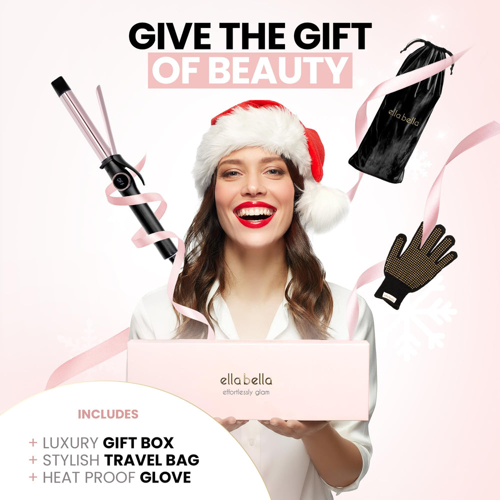 ELLA BELLA Slimline Curling Iron 1 Inch travel bag included for portable styling