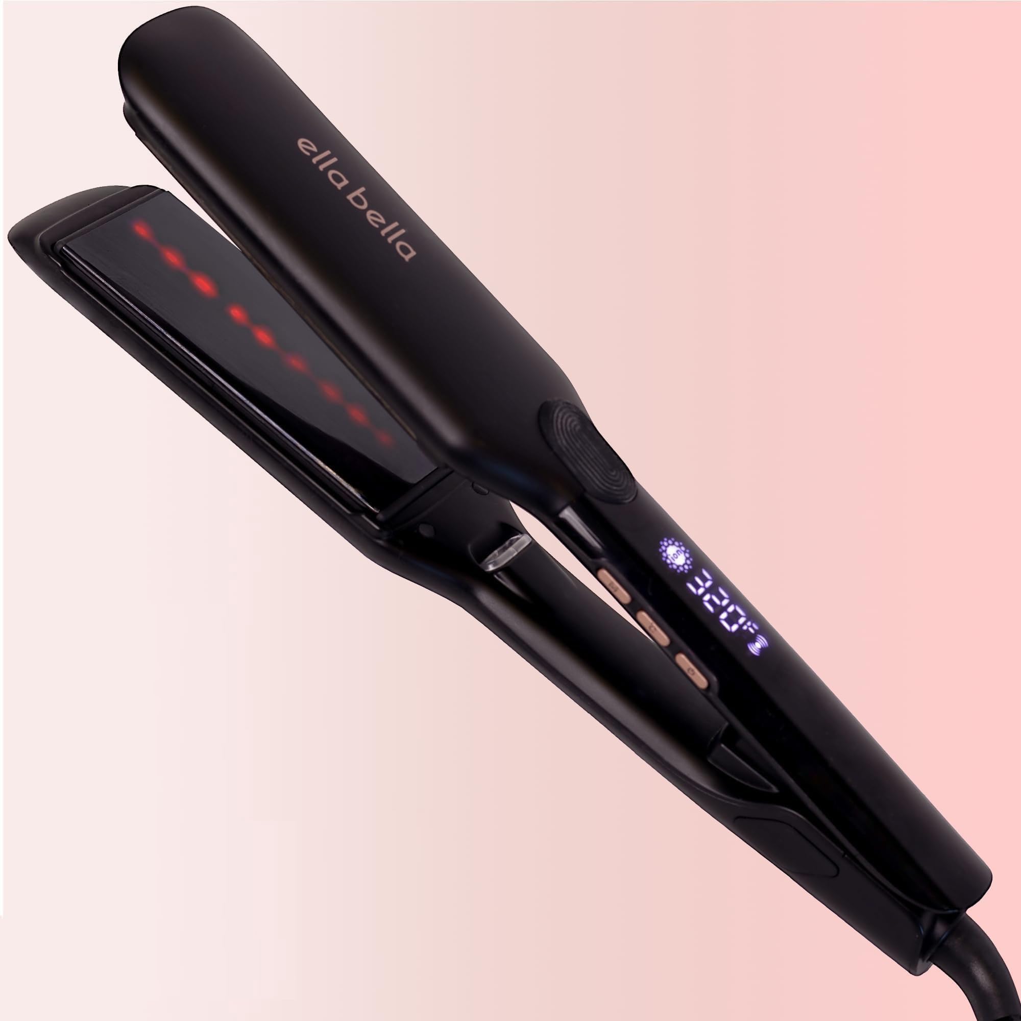 ELLA BELLA Titanium Flat Iron front view for quick at-home straightening with infrared tech