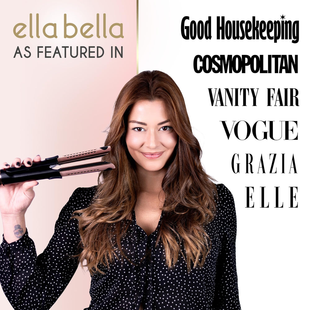 ELLA BELLA titanium plates deliver even heat for smoother, frizz-free styling.