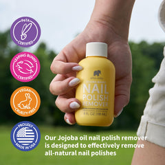 ella+mila cotton pad application demonstrates easy 30-second polish removal