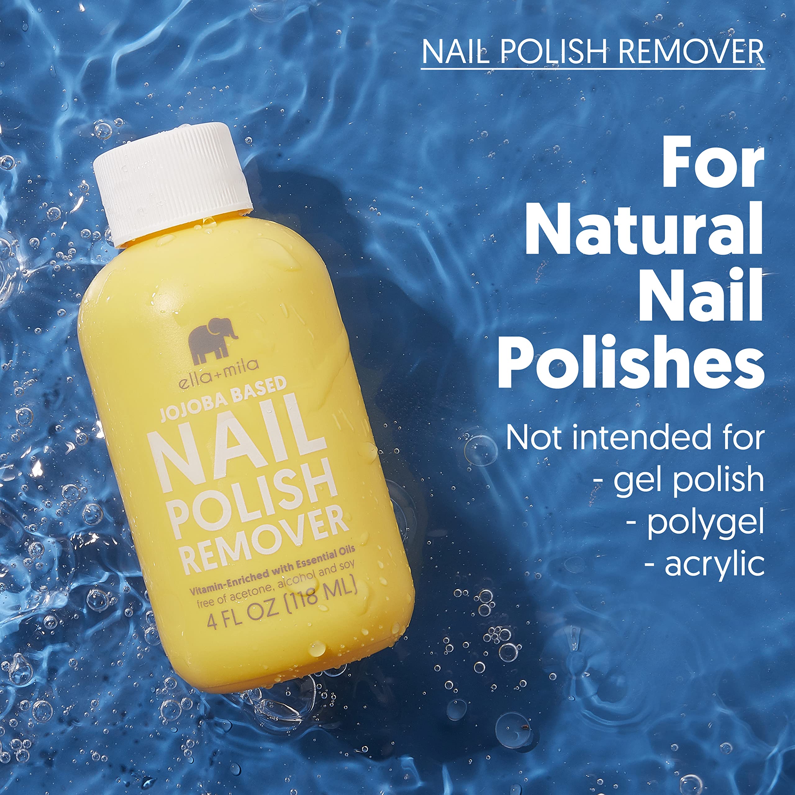 ella+mila vegan PeTA-certified logo signals cruelty-free polish remover