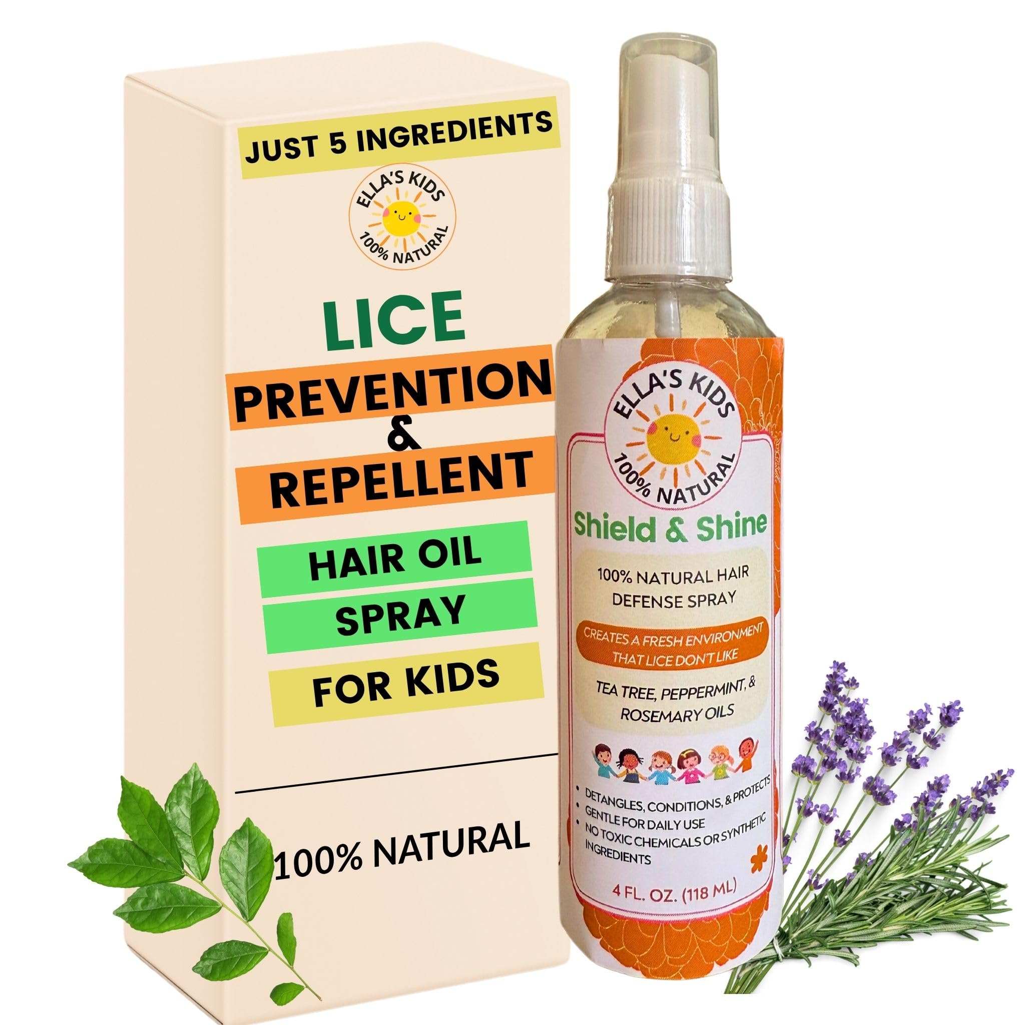 Ella's Kids Shield and Shine spray bottle detangles and conditions hair