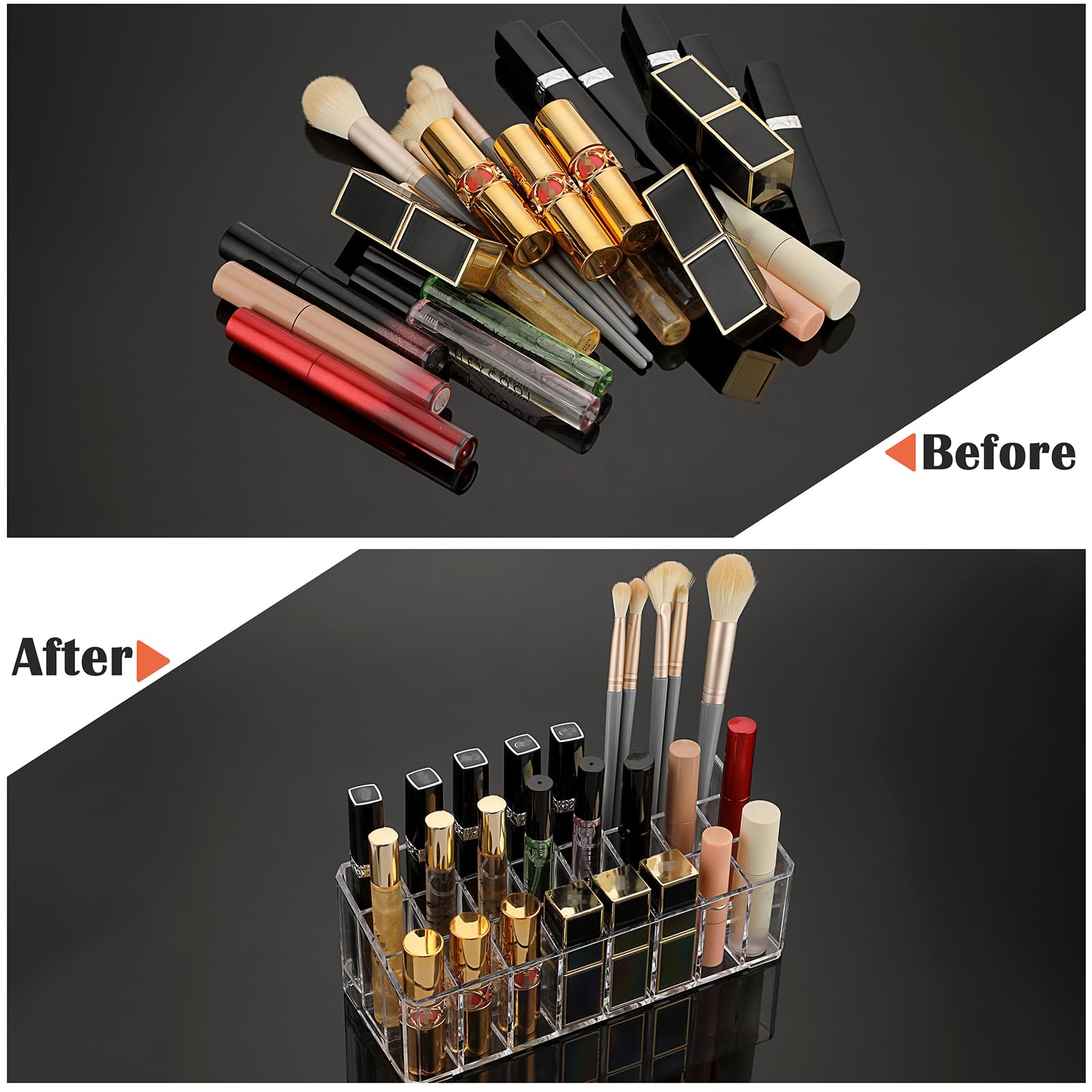 ELLDOO multipurpose makeup storage shows versatility for lip glosses, mascara, and brushes.