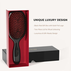 Ellen Evyse brush distributes natural oils from roots to ends.