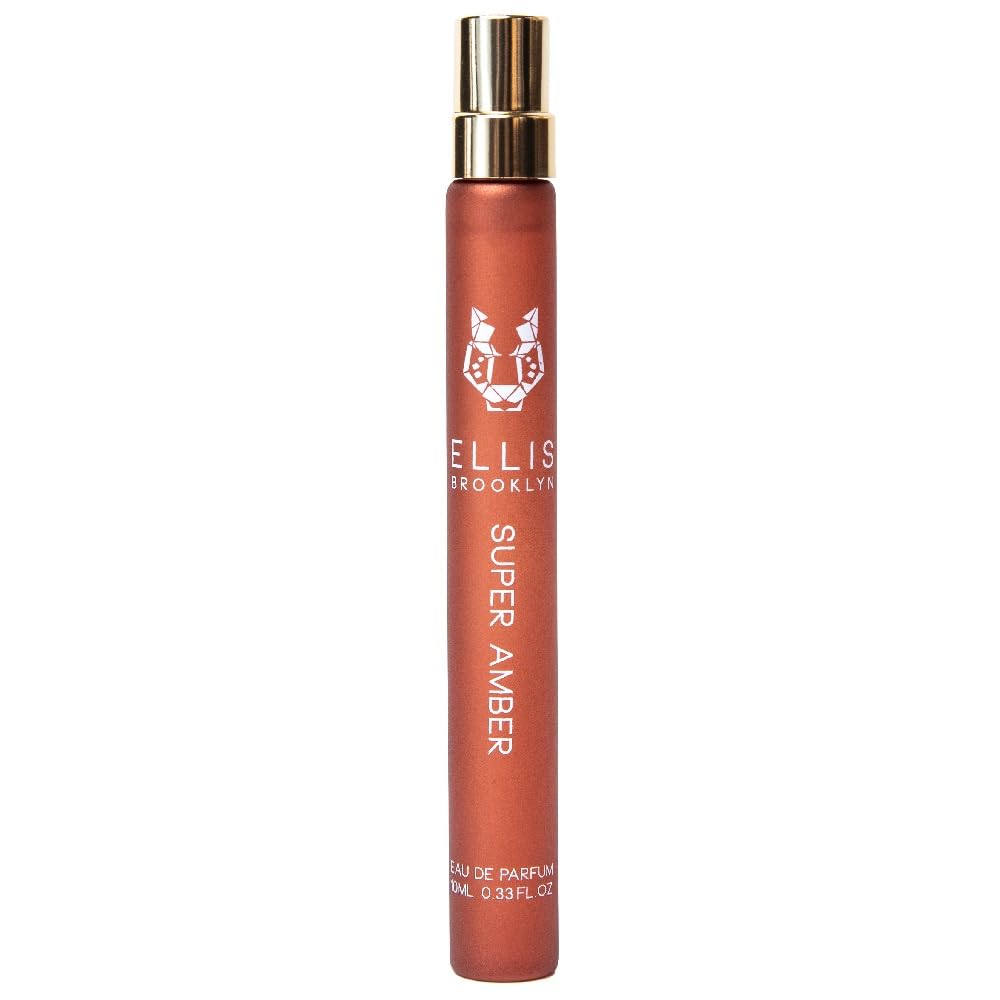 Ellis Brooklyn Super Amber travel spray bottle for on-the-go warmth and confidence.