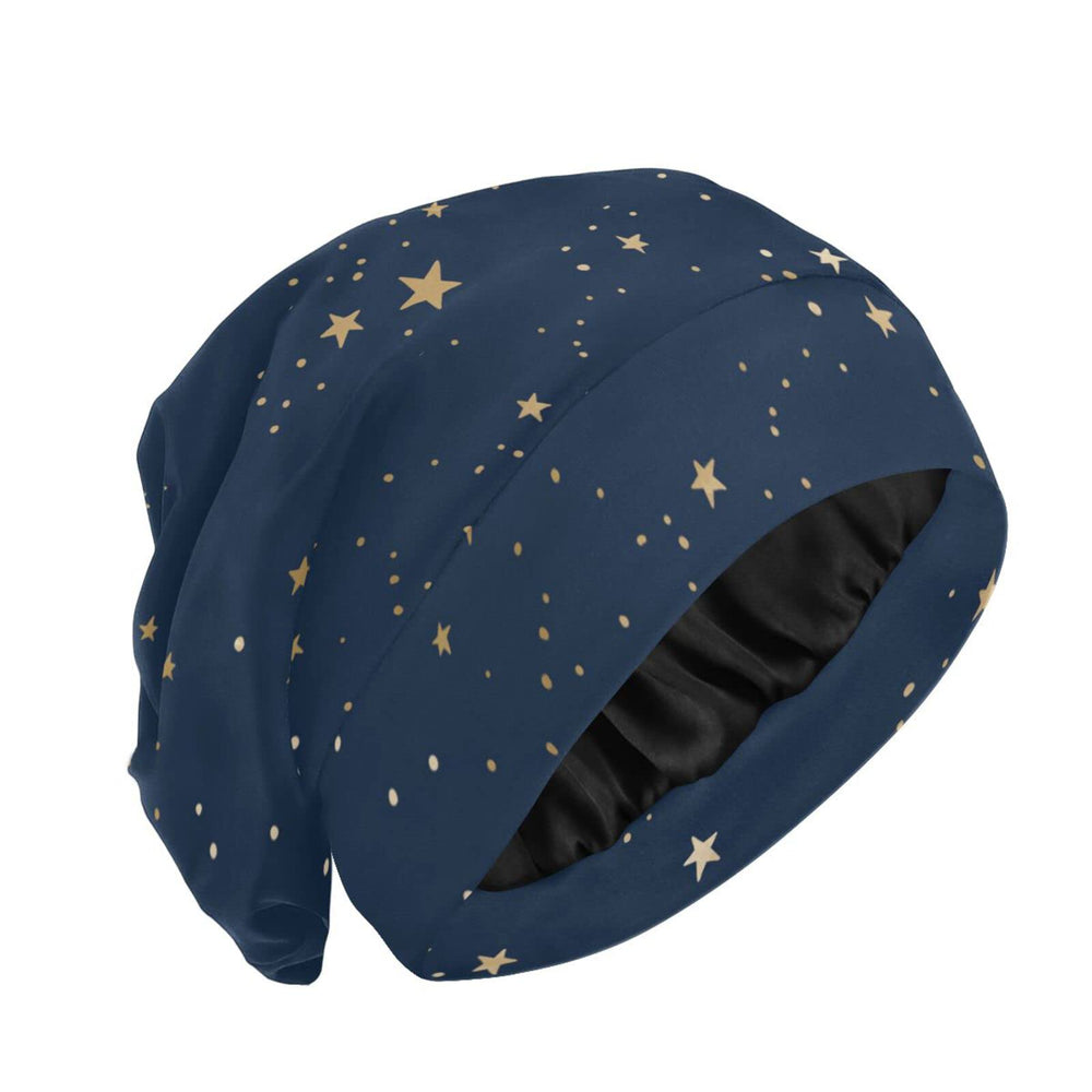 ElliTarr bonete satinado para dormir en azul con estrellas, protección suave para el cabello.
