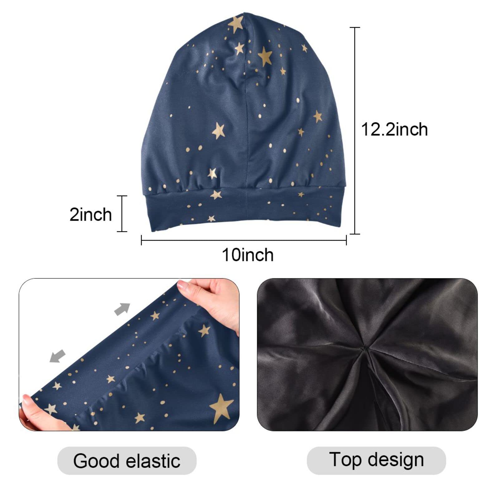ElliTarr satin bonnet worn, showcasing gentle coverage for curly hair at night