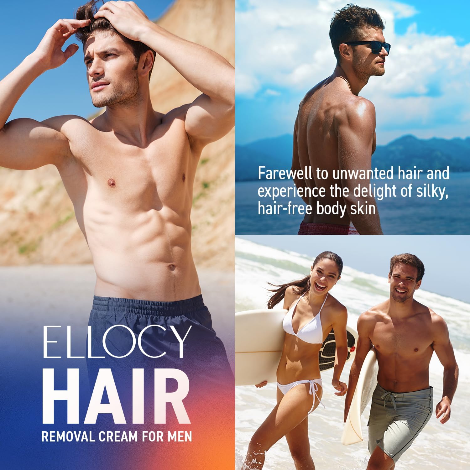 Ellocy intimate-area depilation scene suggests safe, comfortable grooming for sensitive zones.