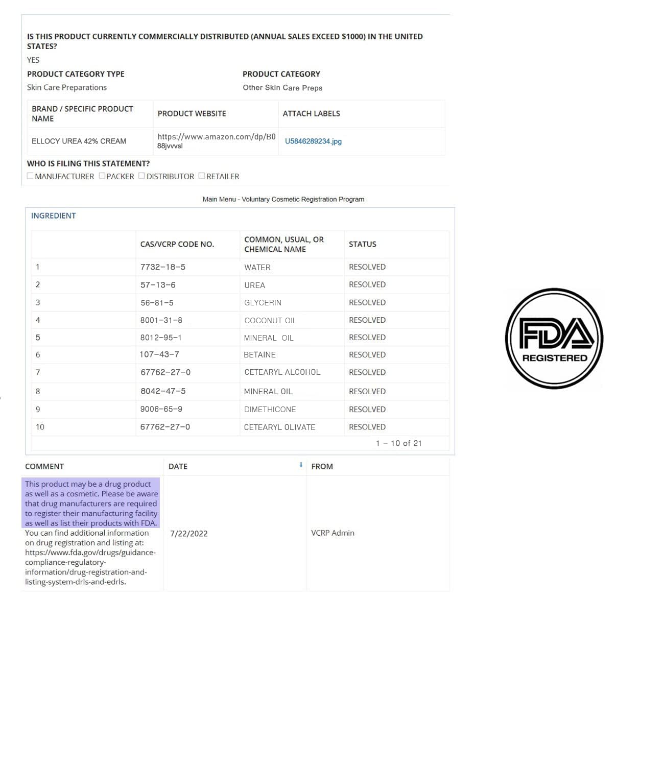 Ellocy Urea 40% foot cream packaging highlights Tea Tree and Aloe ingredients.