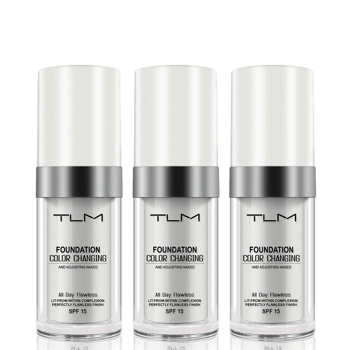 ELM Game flawless foundation pump showing self-adjusting shade for even skin tone.