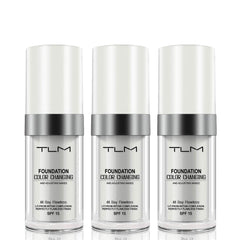 ELM Game flawless foundation pump showing self-adjusting shade for even skin tone.