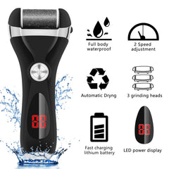 Elmchee electric foot file with 3 heads attached for customized callus removal.