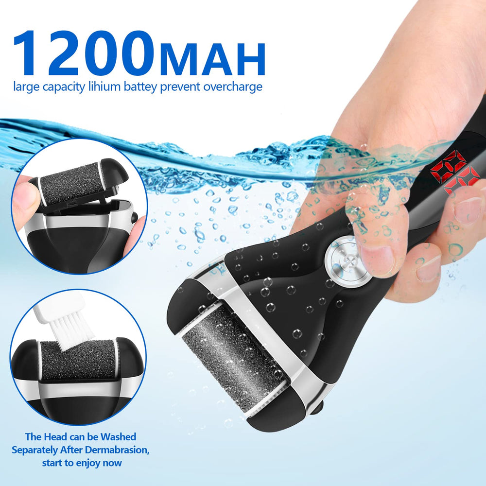 Elmchee foot file LED display indicates battery level for convenient charging.