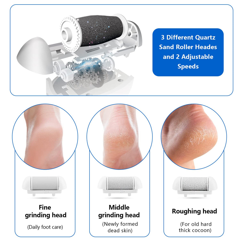 Elmchee three grinding heads close-up shows tailored exfoliation for different skin needs.