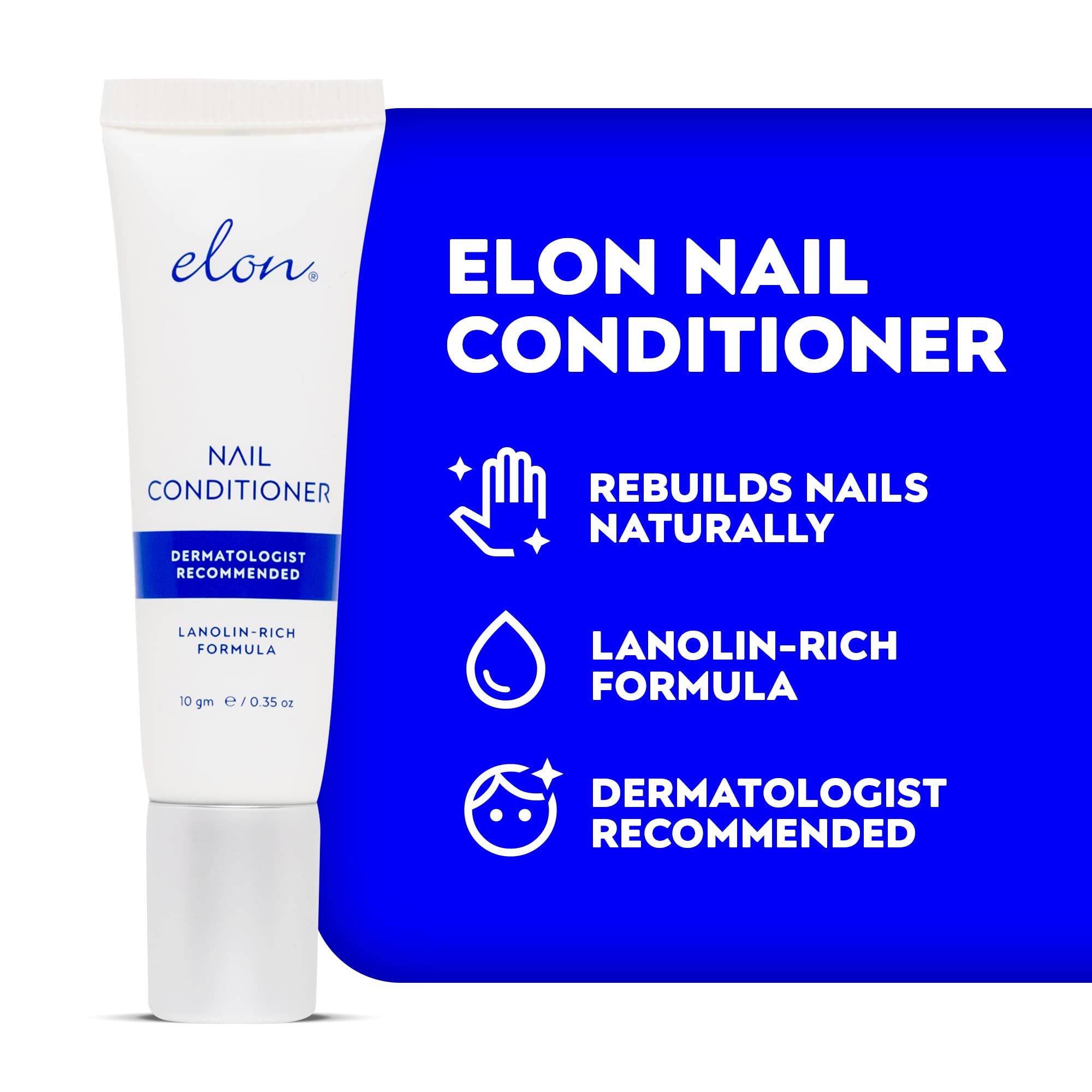 Elon Lanolin-Rich Nail Conditioner applied to the nail bed for cuticle care.