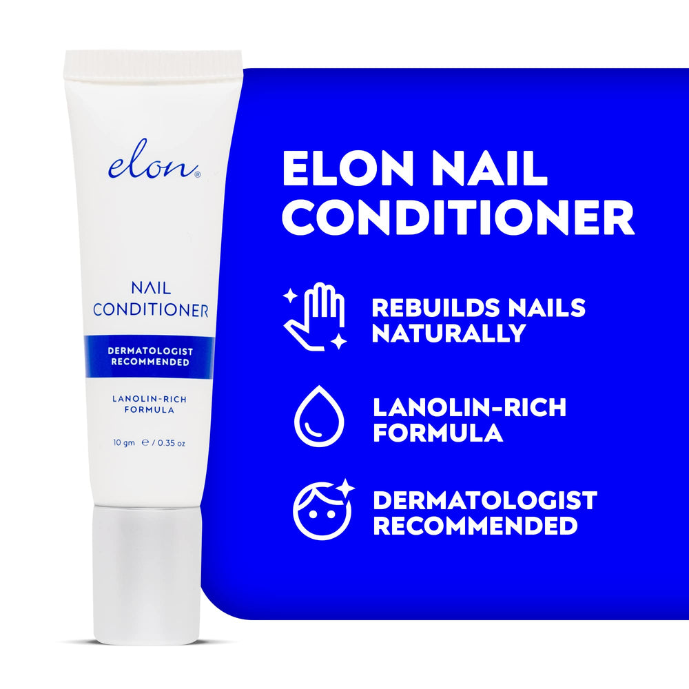 Elon Lanolin-Rich Nail Conditioner applied to the nail bed for cuticle care.
