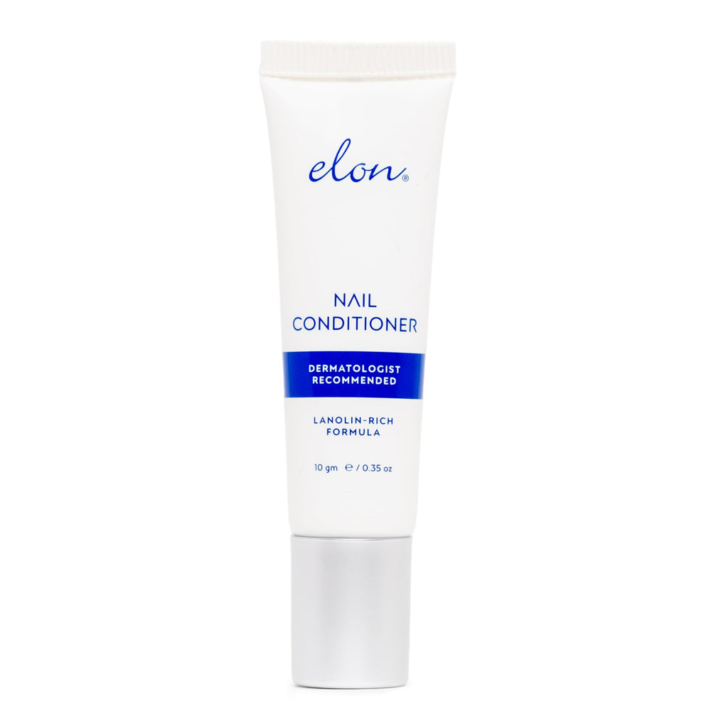 Elon Lanolin-Rich Nail Conditioner tube closeup showing creamy hydration for nails.