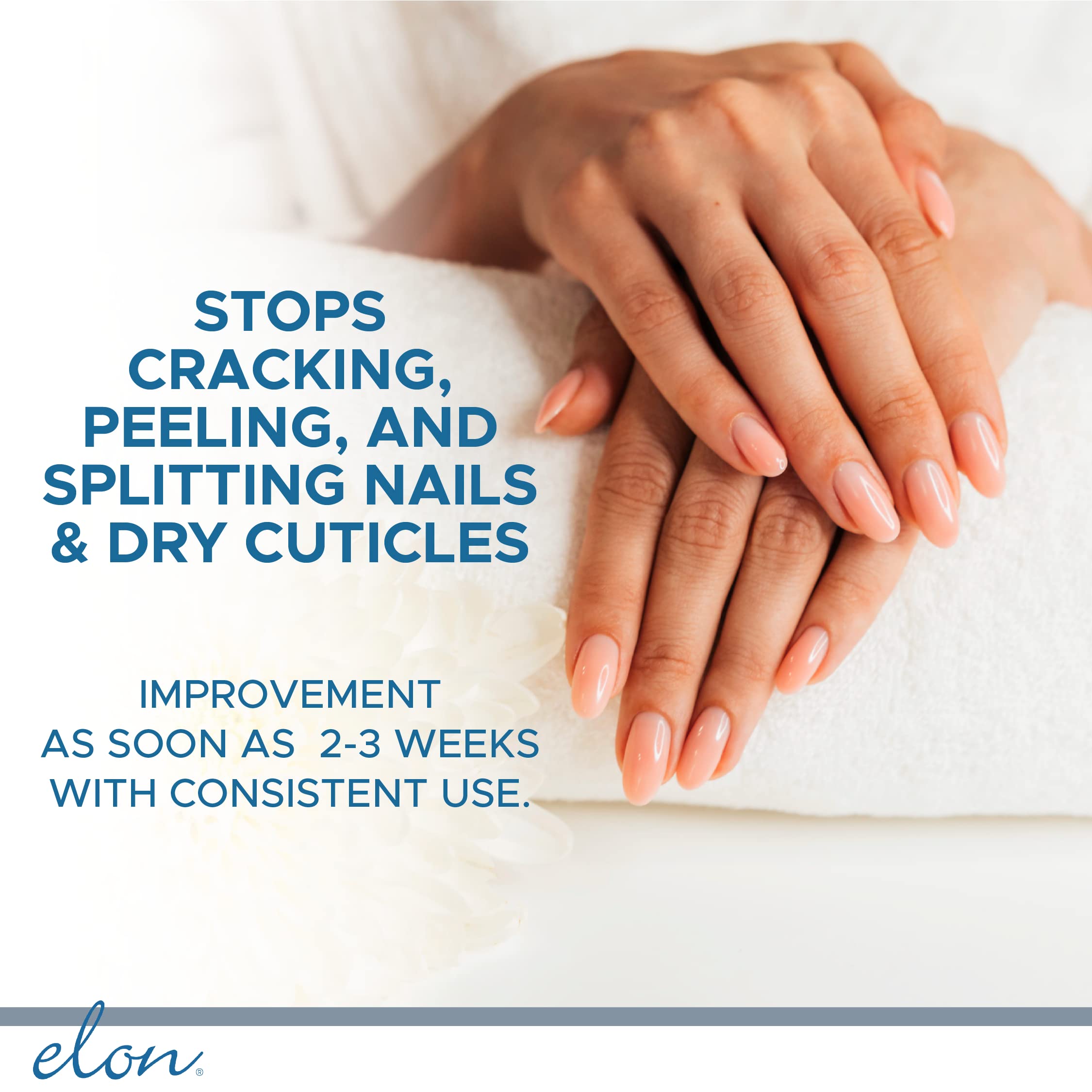 Elon Lanolin-Rich Nail Conditioner on nails after two weeks shows improved appearance.