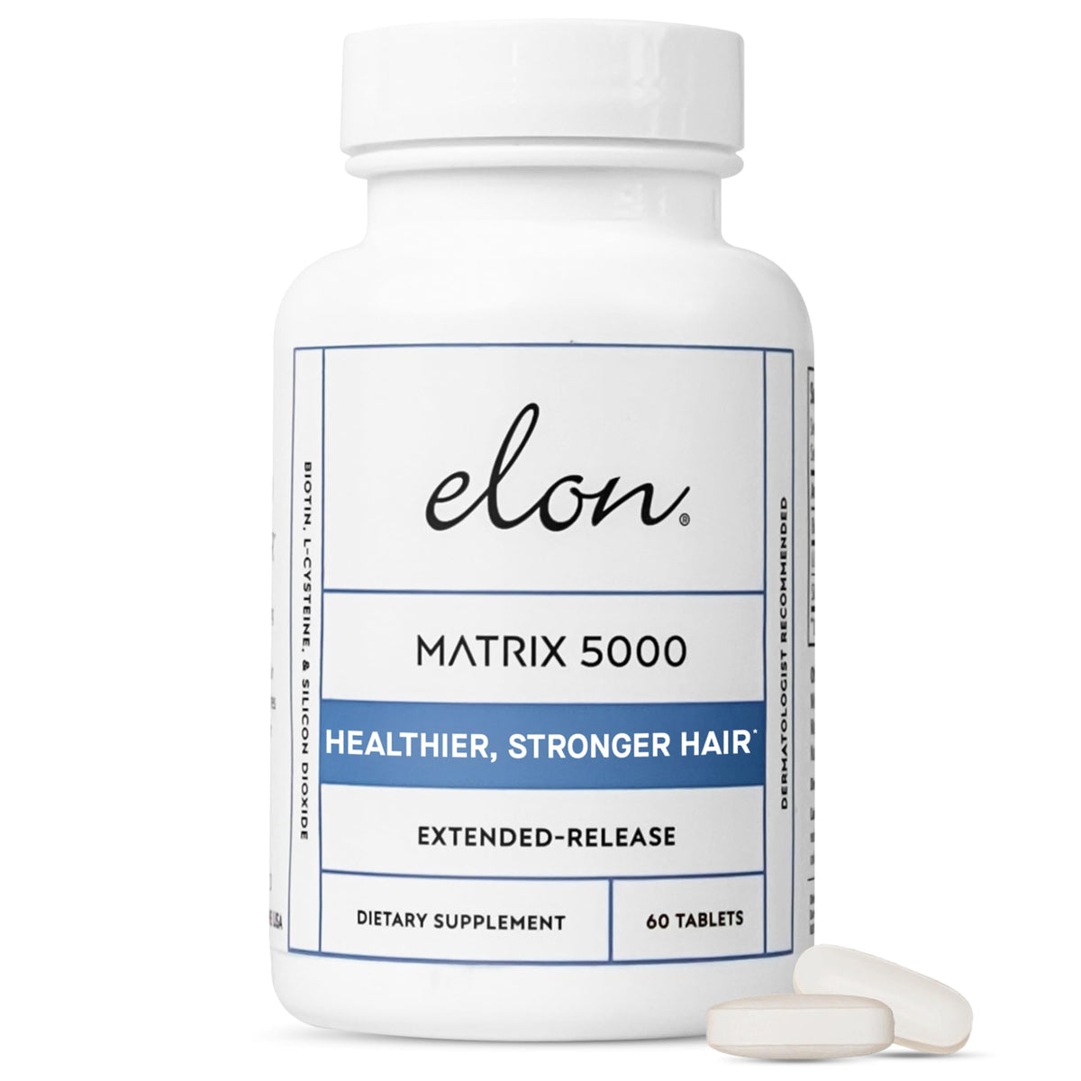 Elon Matrix 5000 bottle with biotin capsules for daily hair and nails support.