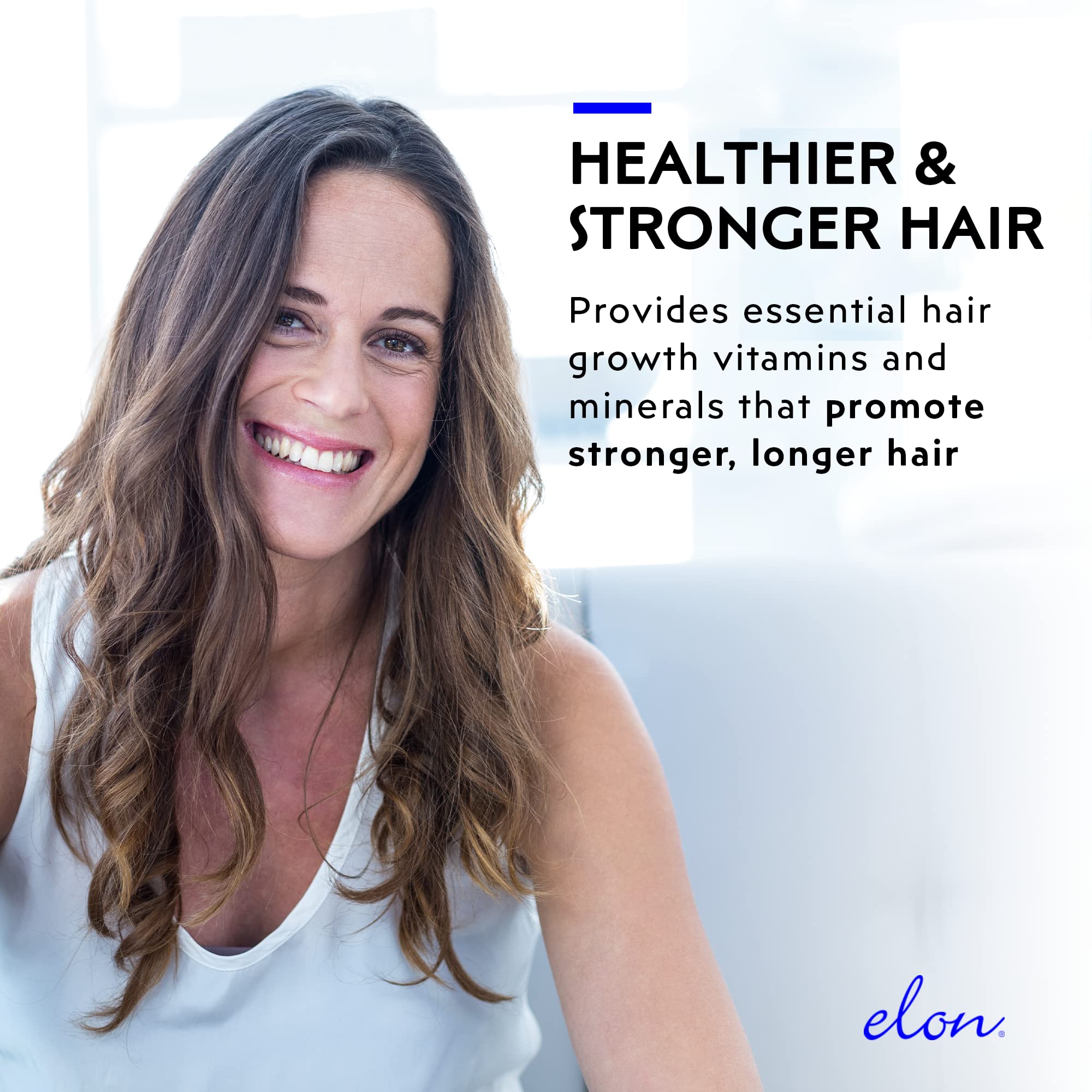 Closeup of hair strands inspired by Elon Matrix 5000 potential shine and strength.
