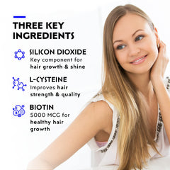 Closeup of Elon Matrix 5000 label highlighting biotin 5000 mcg and ingredients.