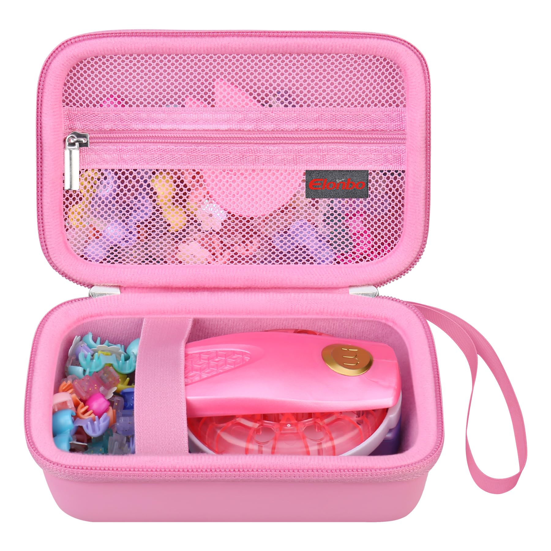 Elonbo carrying case exterior showcases dark pink finish for Make It Real.