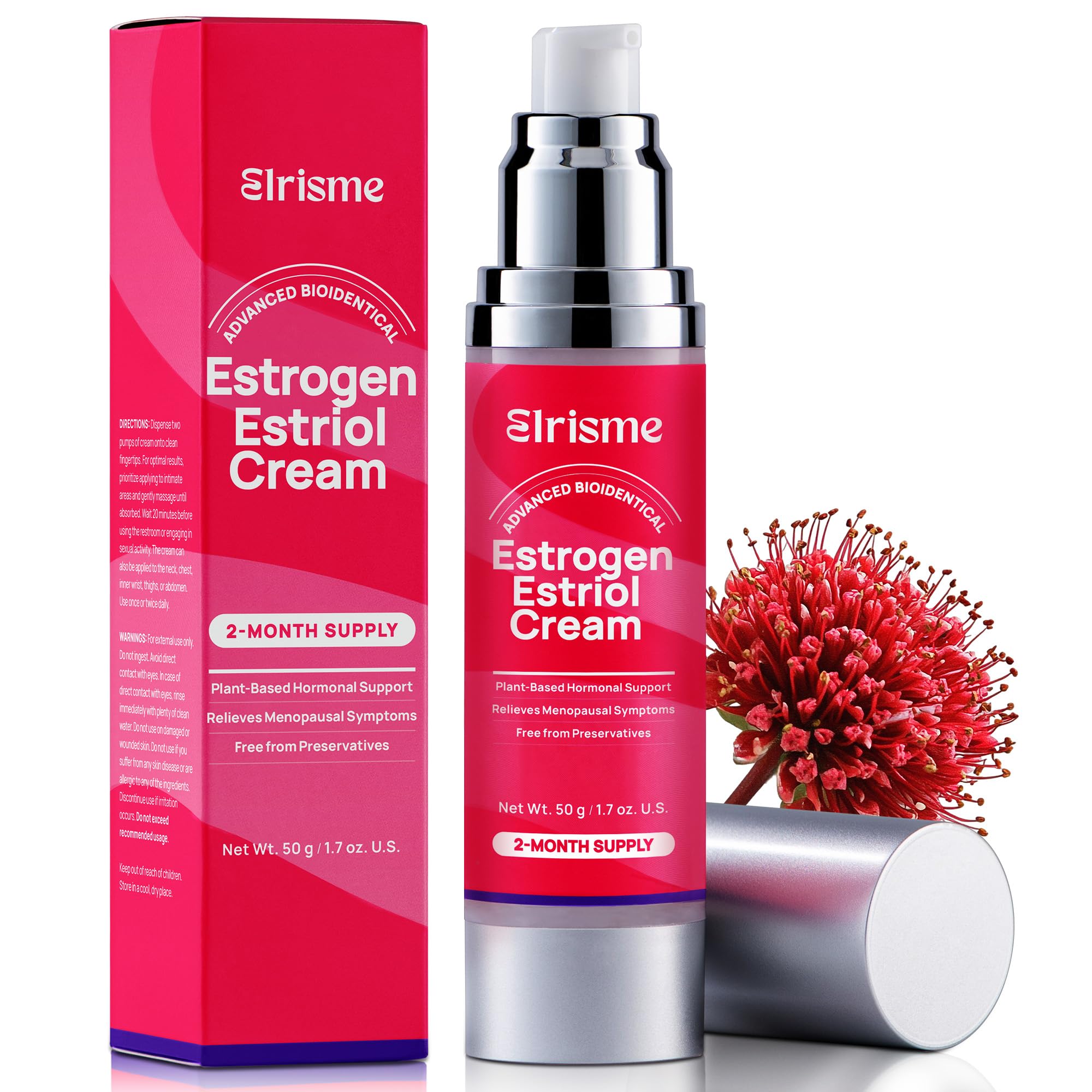 Elrisme Estriol Cream bottle shows a premium topical option supporting vaginal health and comfort.