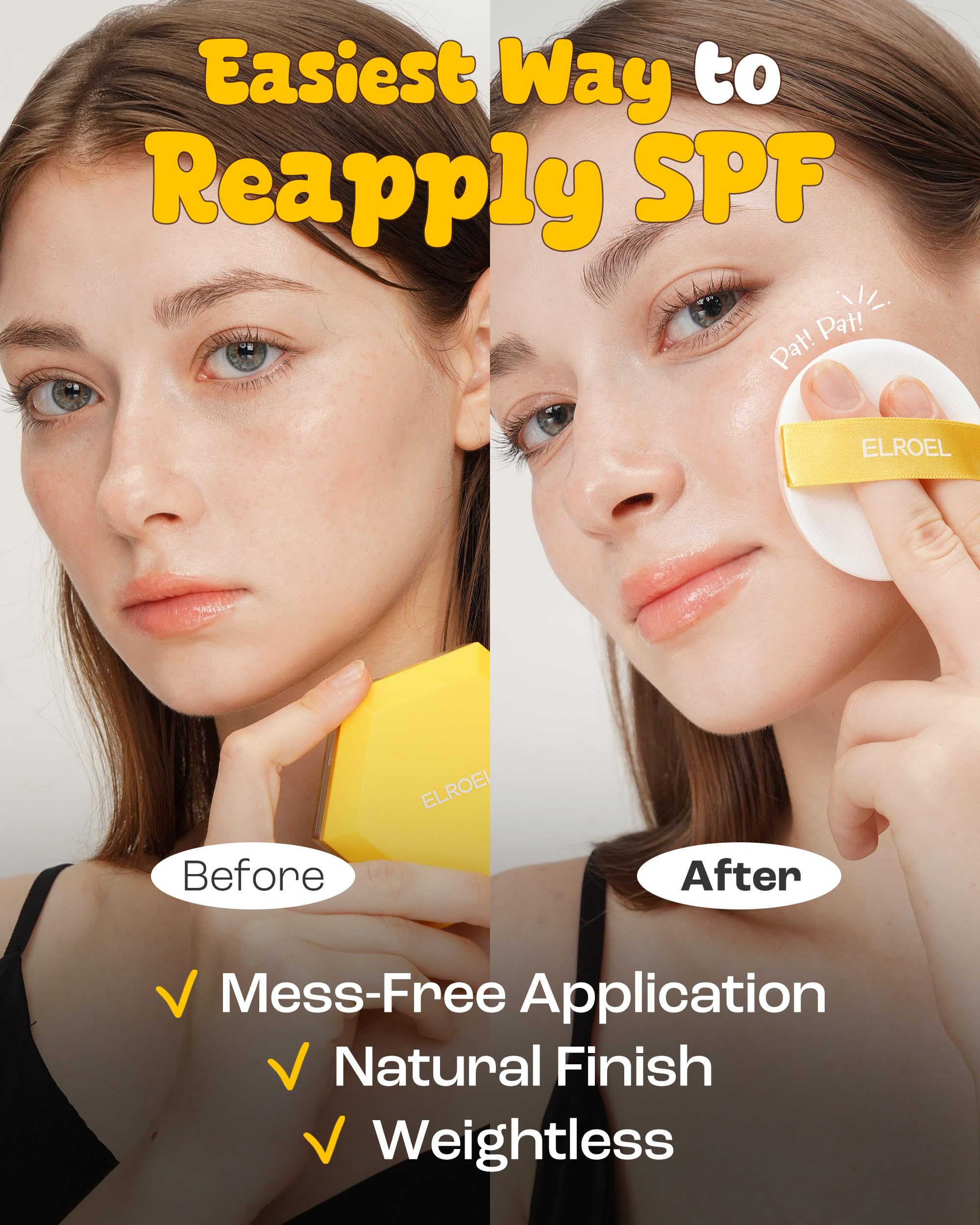 ELROEL Pang Pang Sun Cushion Plus no white cast across skin tones.
