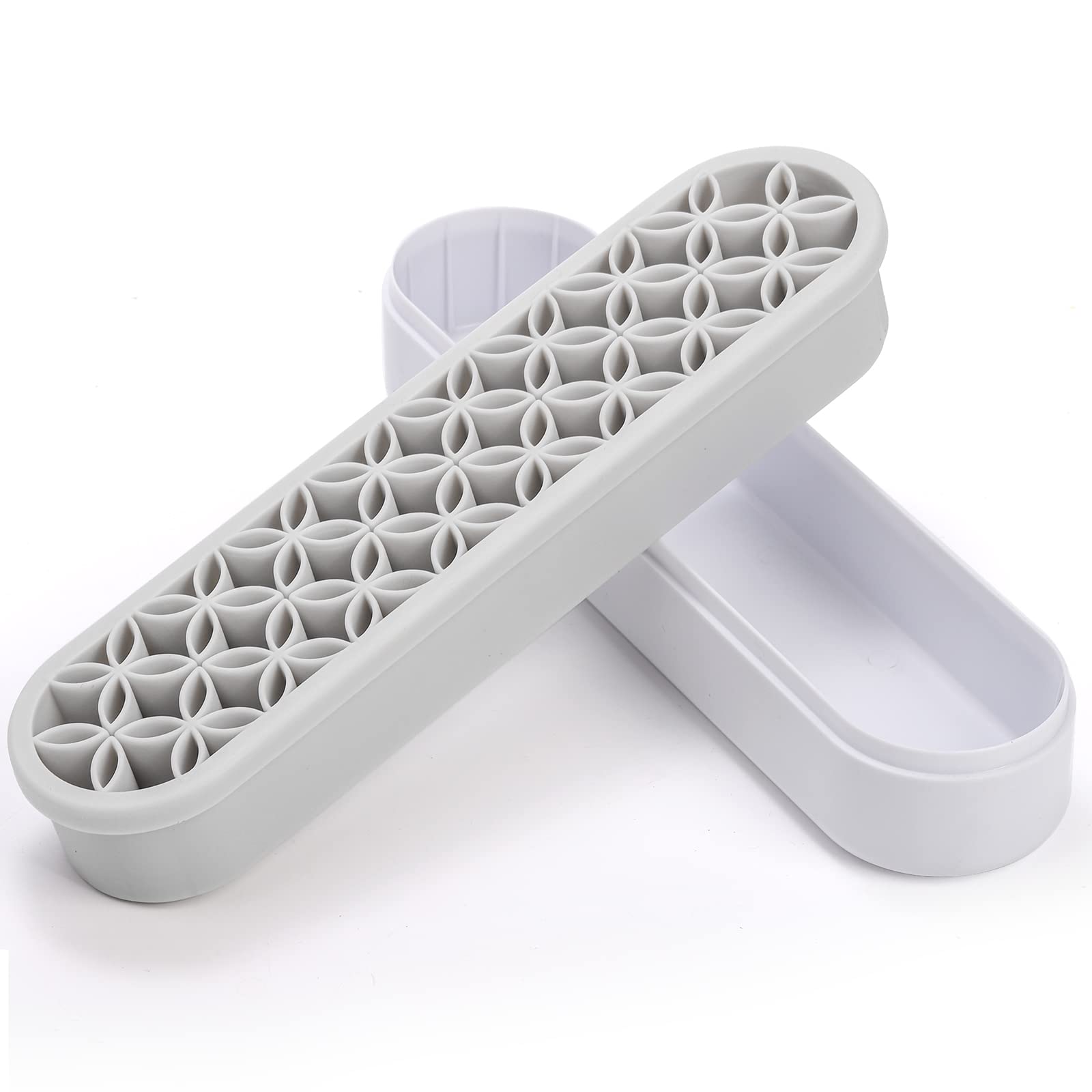 Elsjoy 3-pack silicone makeup brush holder closeup-material highlights weighted base for stable placement.