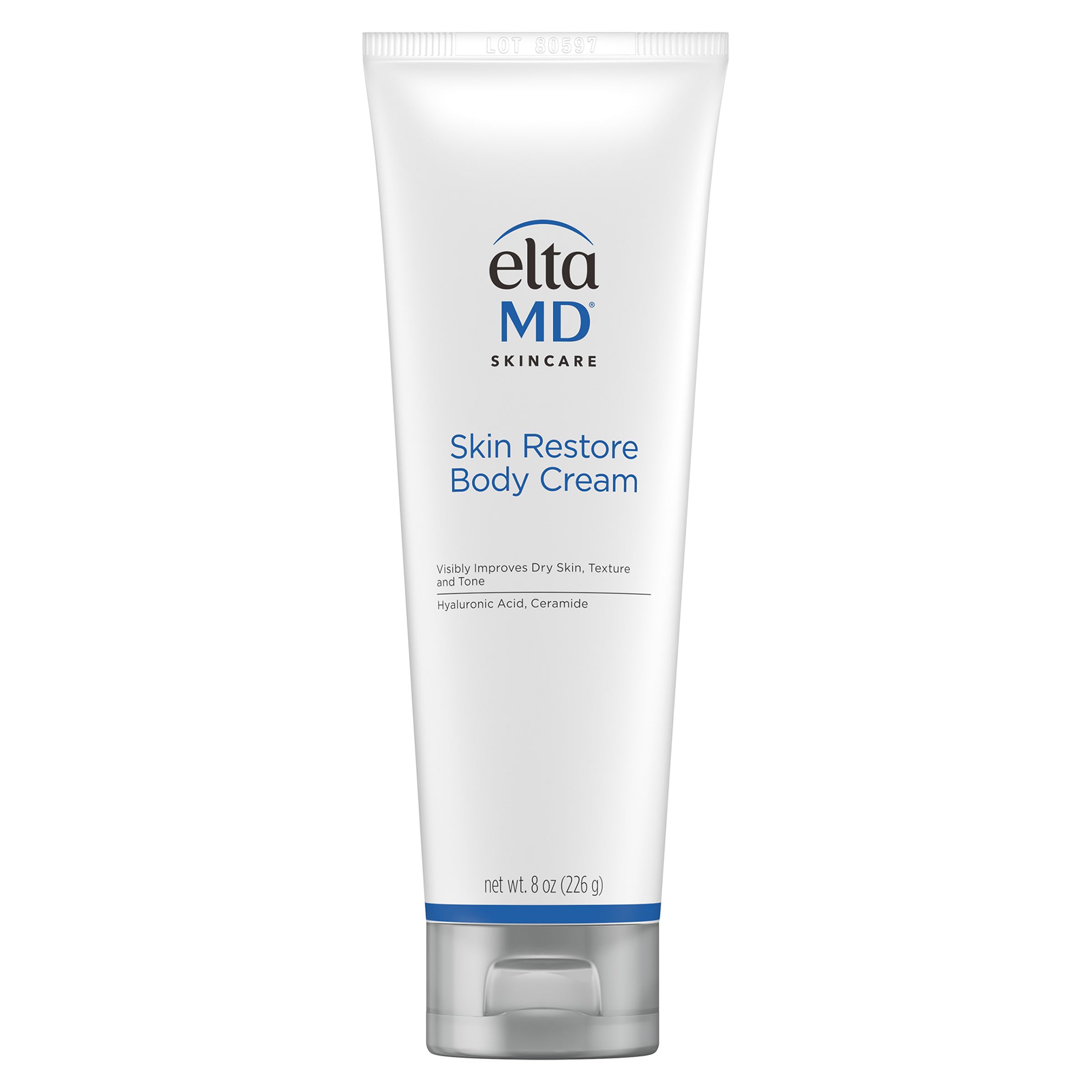 EltaMD Skin Restore Body Cream bottle showing fragrance-free hydration for dry skin